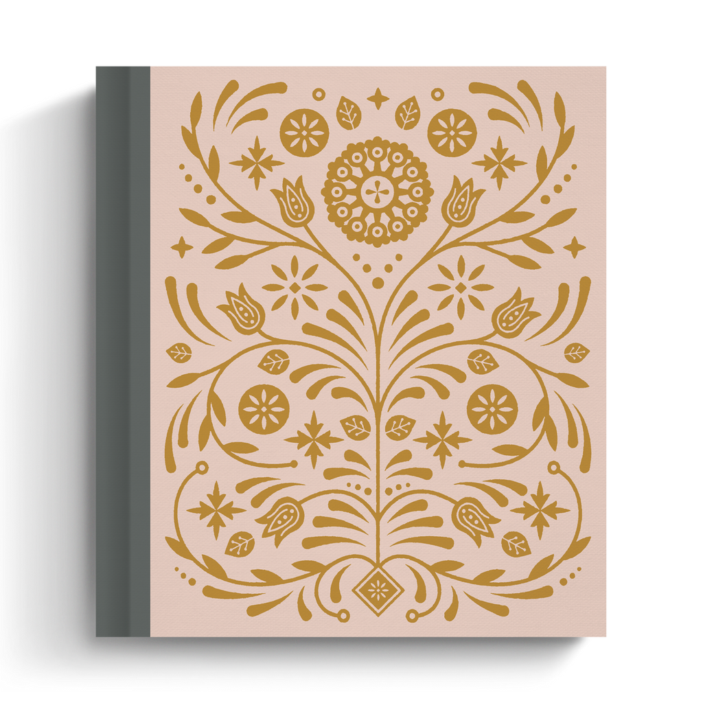 ESV Journaling Study Bible Cloth over Board, Blush/Ochre, Floral Design
