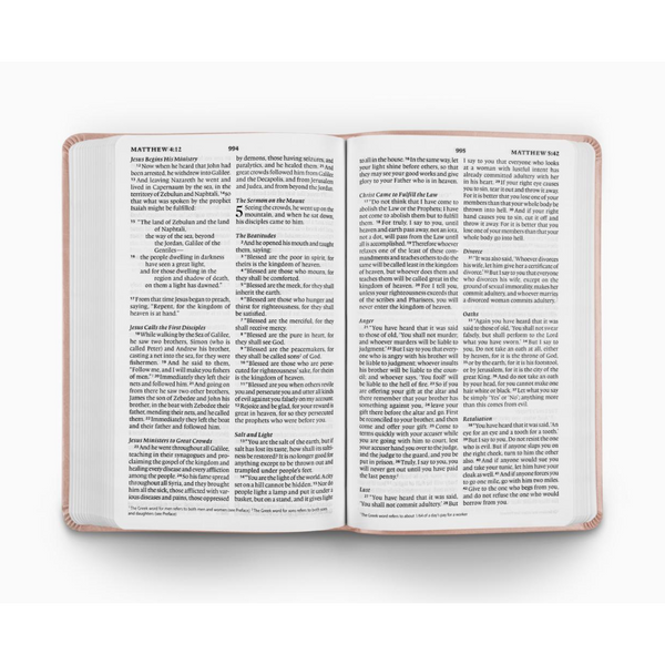 ESV Large Print Value Thinline Bible TruTone®, Blush Rose, Fleur-de-lis Design