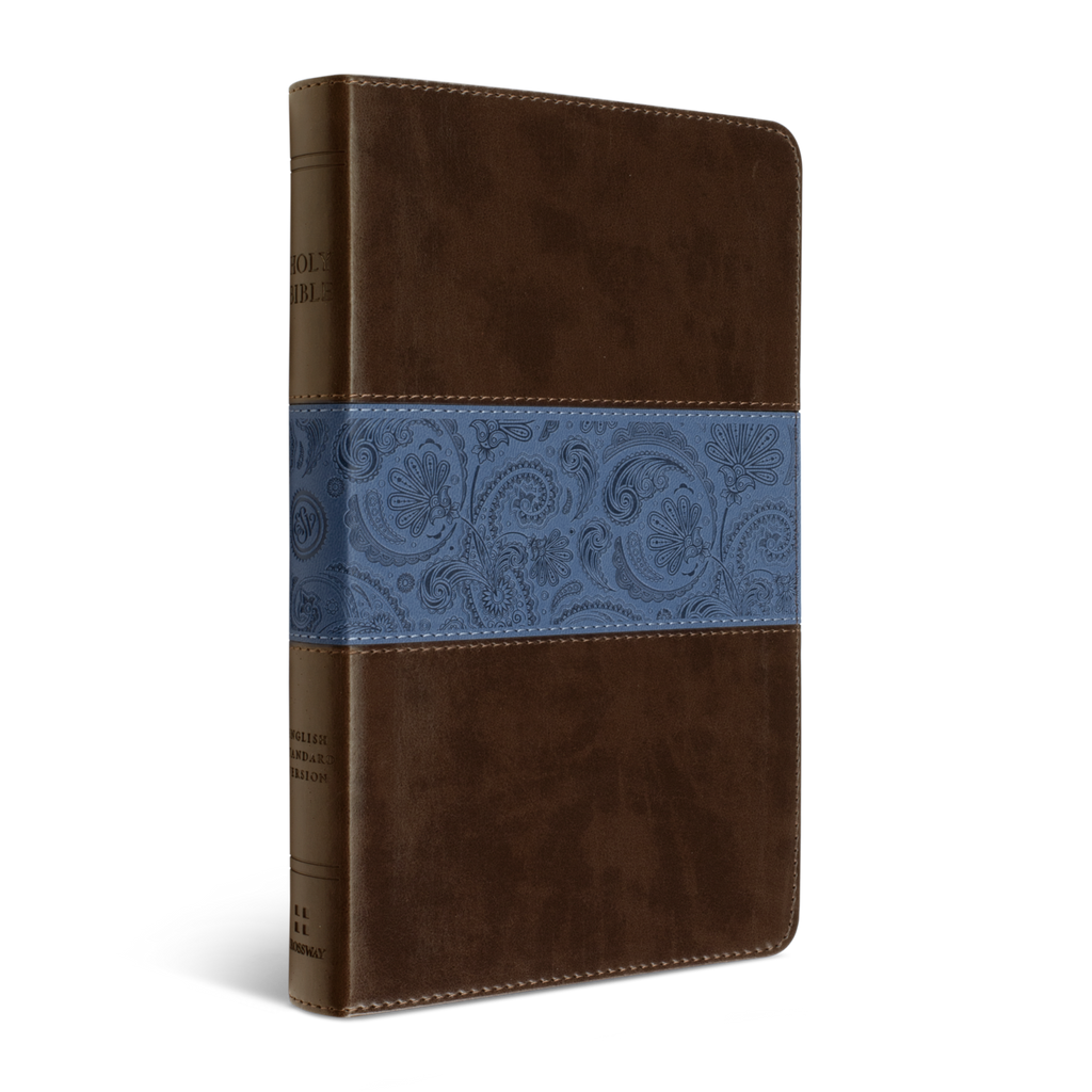 ESV Thinline Bible TruTone®, Chocolate/Blue, Paisley Band Design