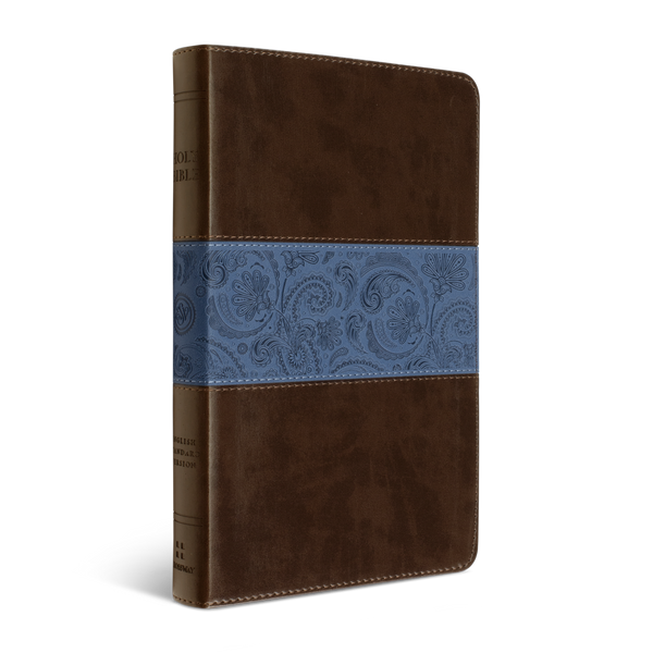 ESV Thinline Bible TruTone®, Chocolate/Blue, Paisley Band Design