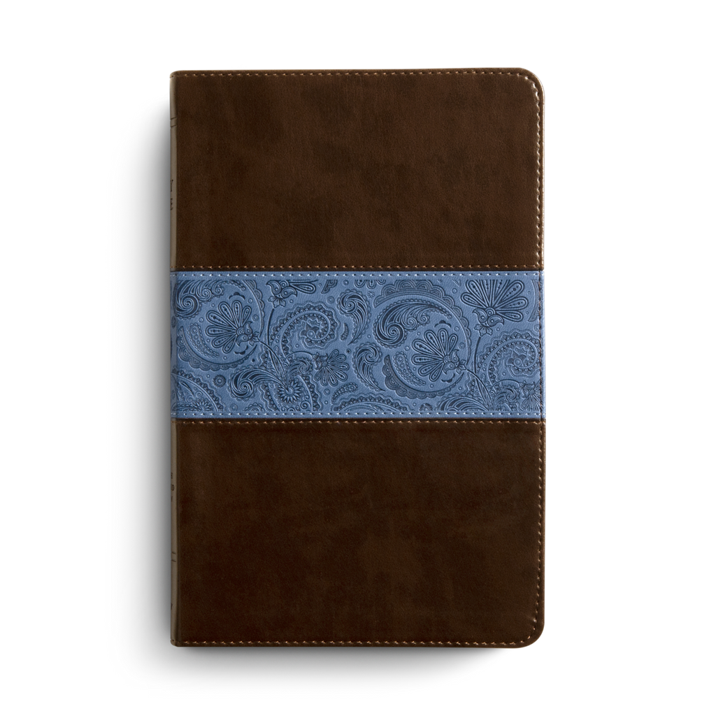 ESV Thinline Bible TruTone®, Chocolate/Blue, Paisley Band Design
