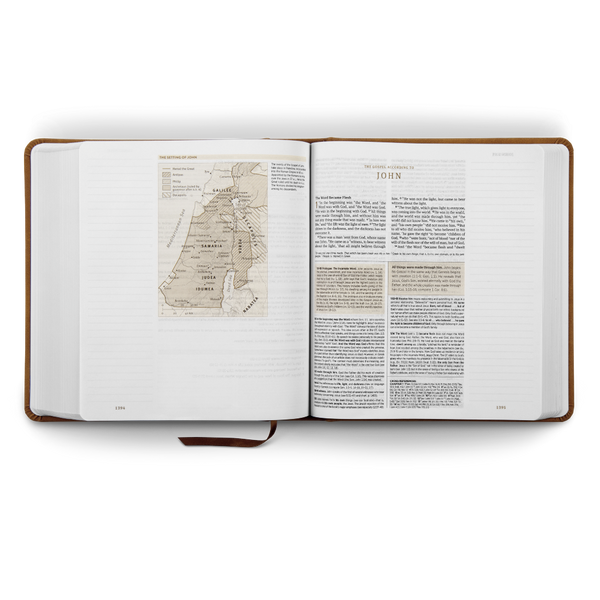 ESV Journaling Study Bible, TruTone® over Board, Nubuck Caramel