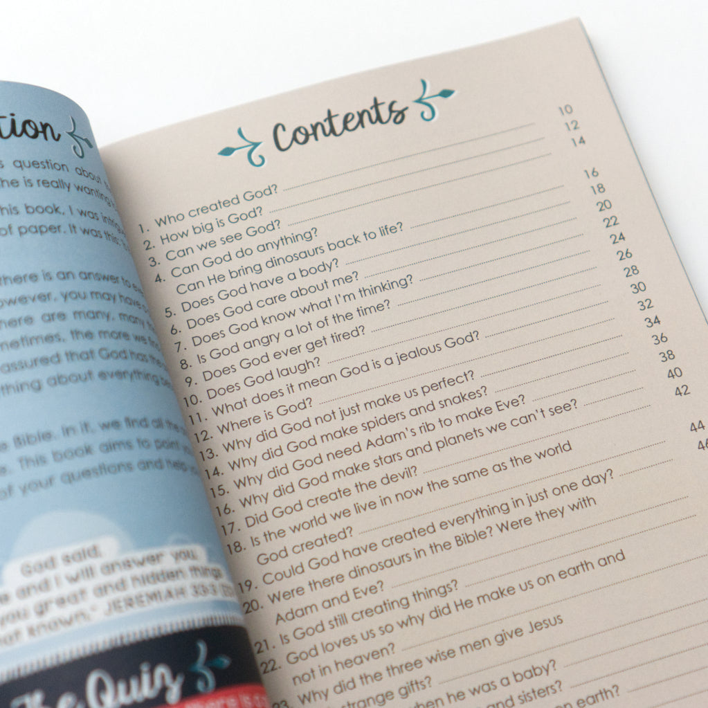 Contents Page for Bible Q&A for Kids
